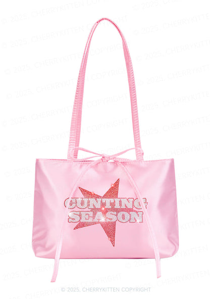 Rhinestone Cunting Season Y2K Satin Bags Cherrykitten