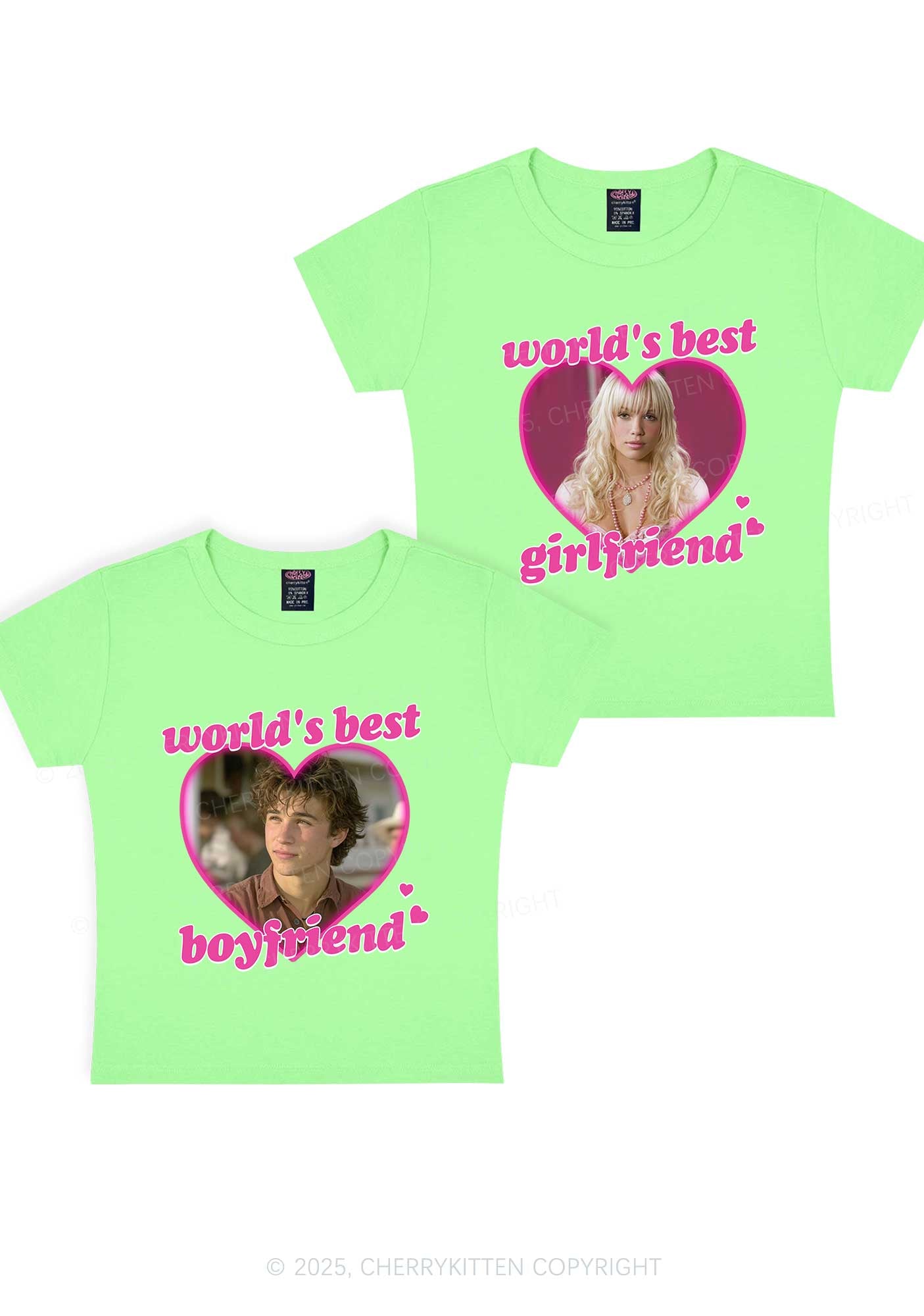 Custom Worlds Best BF GF Y2K Valentine's Day Baby Tee Cherrykitten