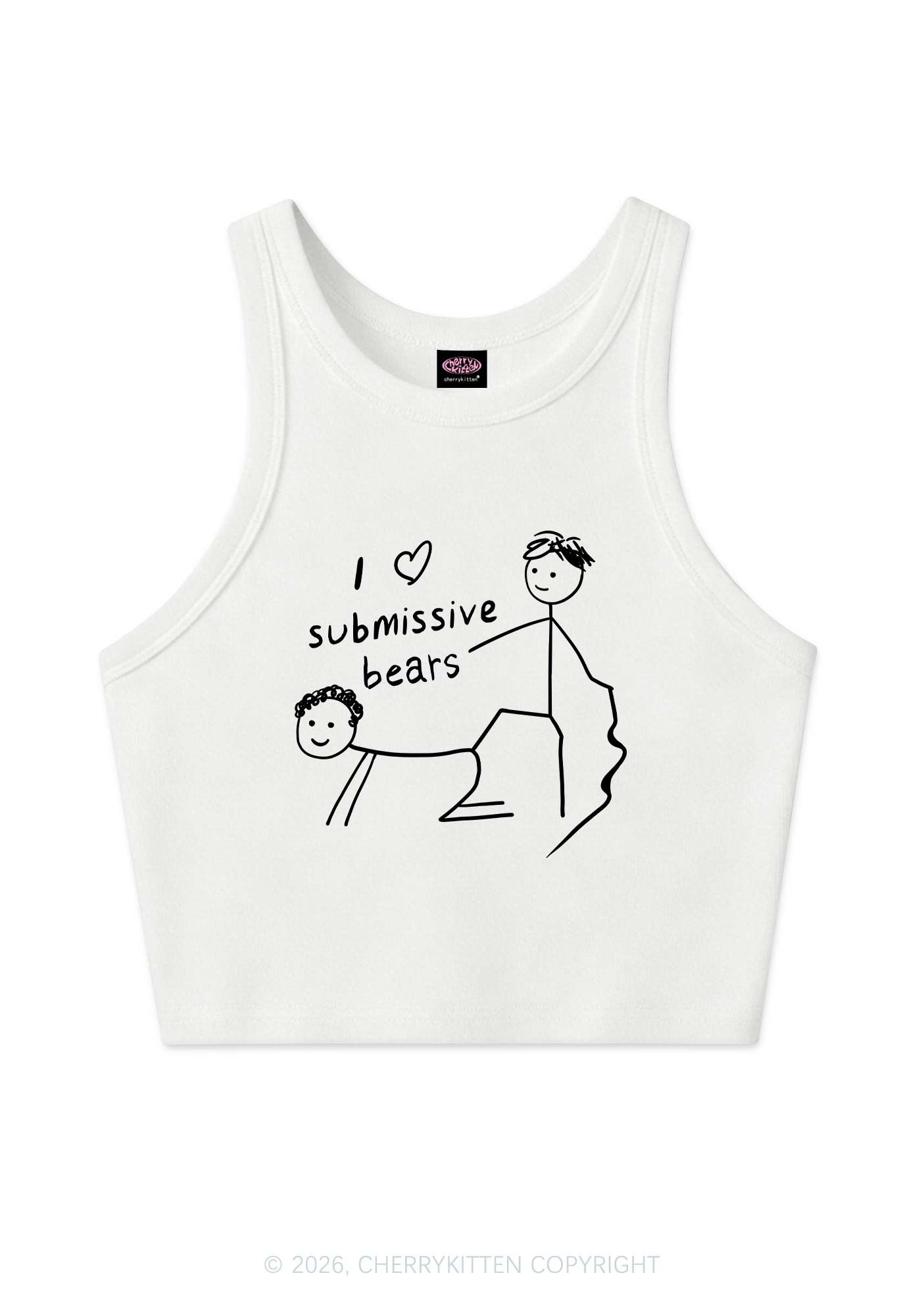 I Love S Bears Y2K Crop Tank Top Cherrykitten