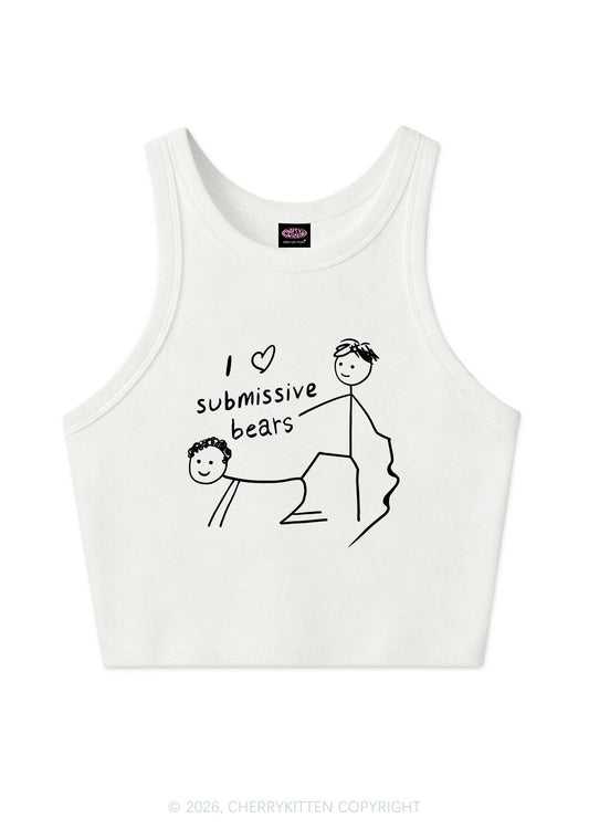 I Love S Bears Y2K Crop Tank Top Cherrykitten