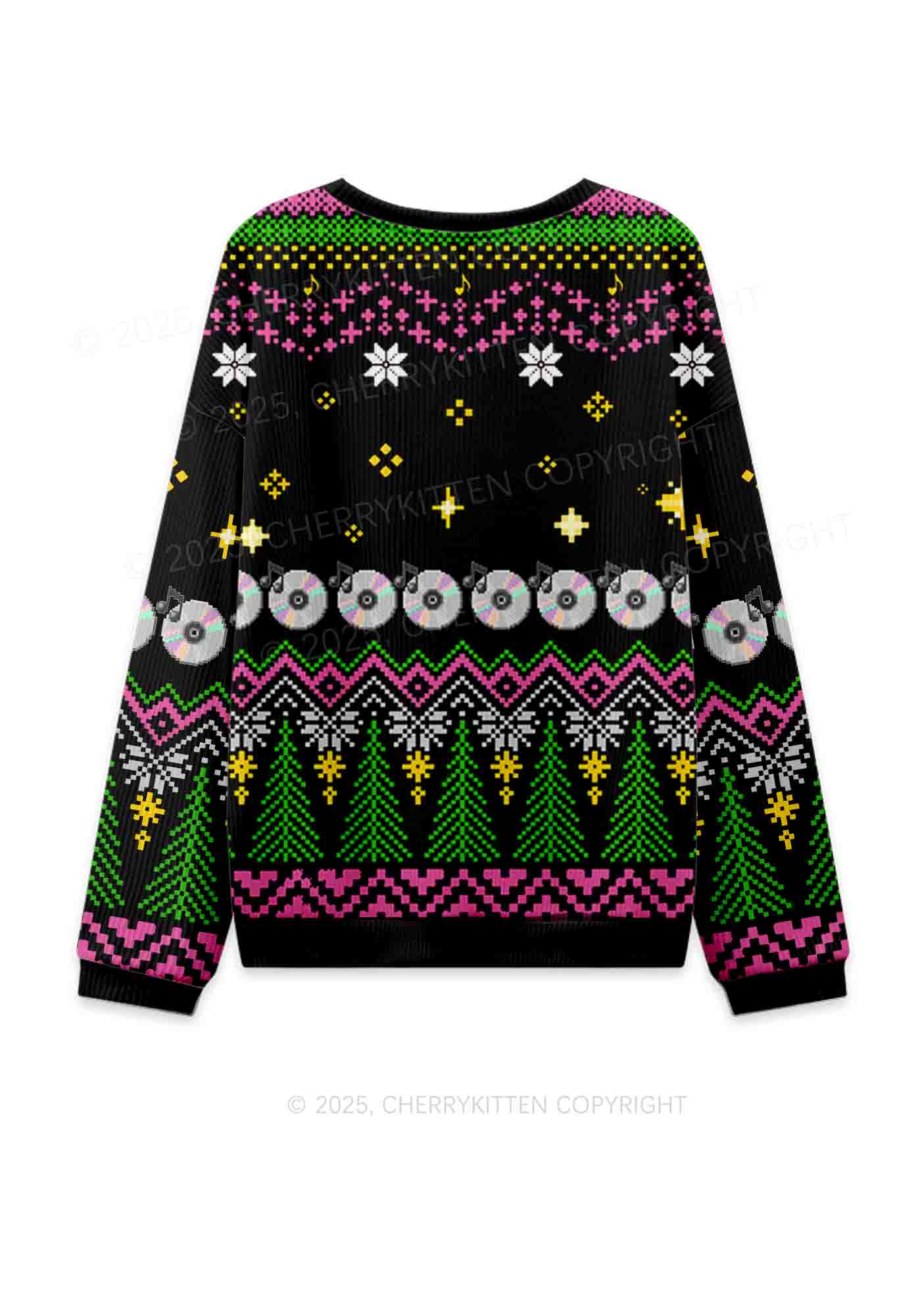 Ride A DJ Y2K Christmas Knit Sweatshirt Cherrykitten