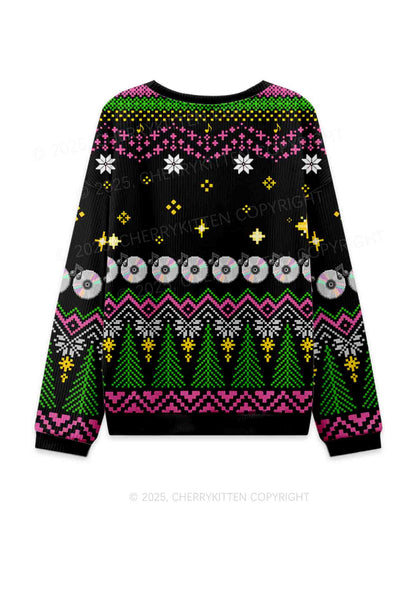Ride A DJ Y2K Christmas Knit Sweatshirt Cherrykitten