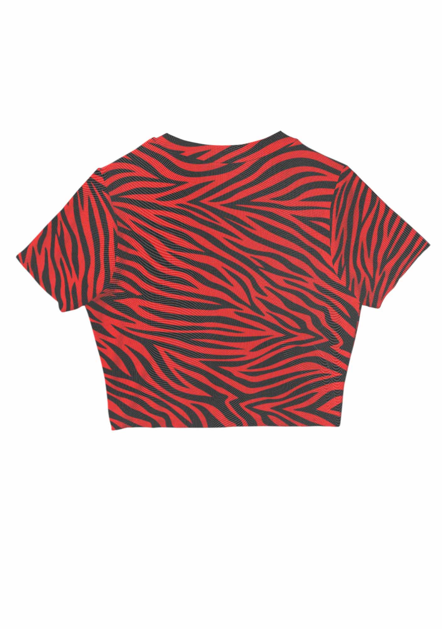 Halloween Red Zebra Stripe Y2K Mesh Crop Top Cherrykitten