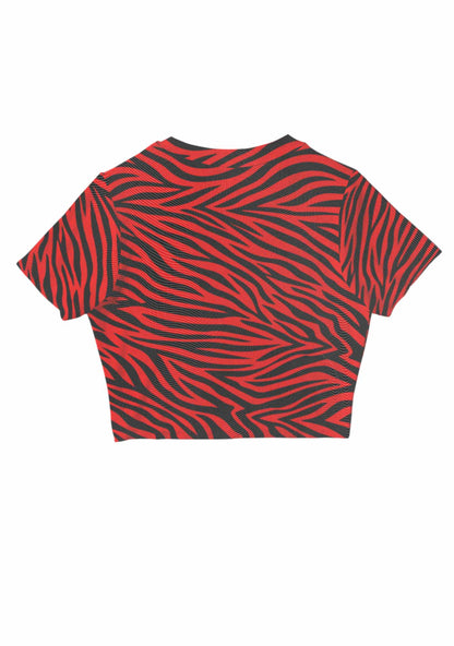 Halloween Red Zebra Stripe Y2K Mesh Crop Top Cherrykitten