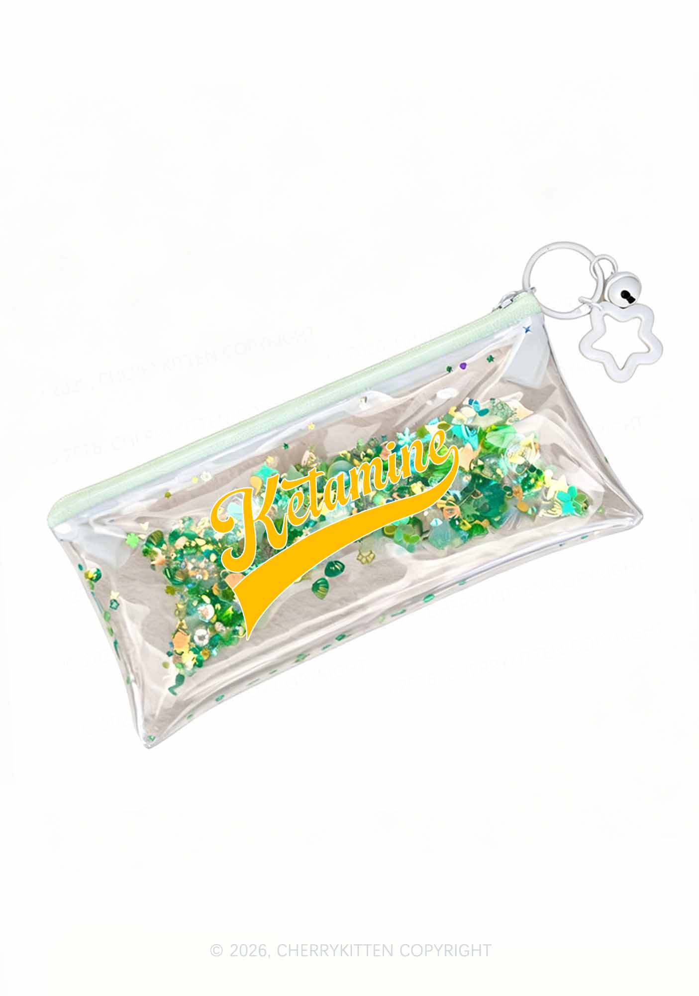 Yellow Ketamxxe Y2K Quicksand Transparent Pencil Pouch Cherrykitten