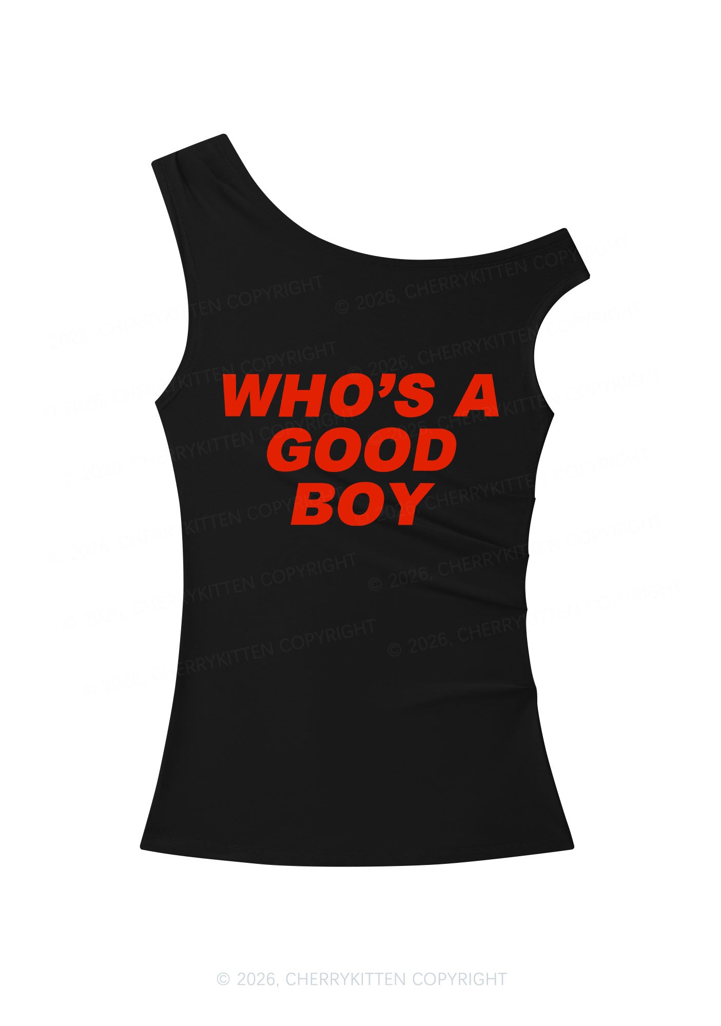 Who's A Good Boy Y2K Off Shoulder Tank Top Cherrykitten