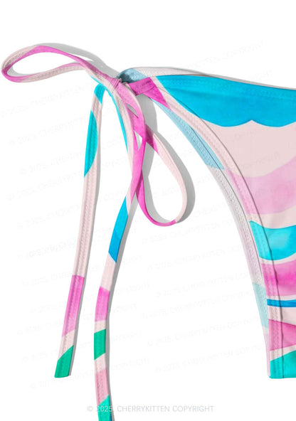 Rainbow Ripple Art Y2K Print Bikini Set Cherrykitten