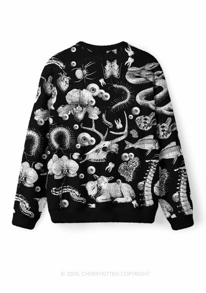 Halloween Dark Sheep Bone Y2K Knit Sweatshirt Cherrykitten