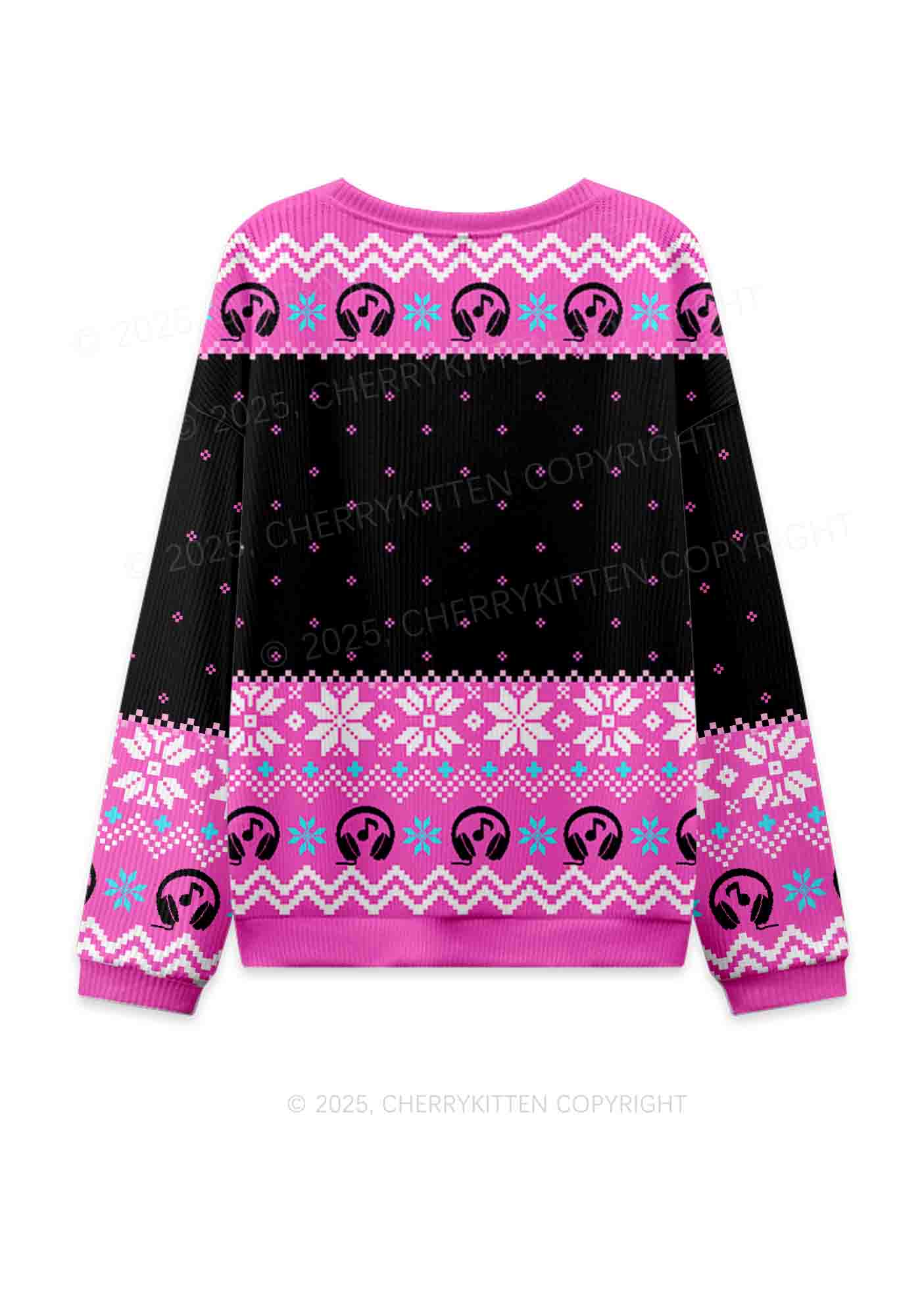 Dont Play Techno Y2K Christmas Knit Sweatshirt Cherrykitten