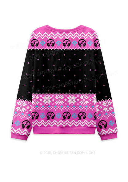Dont Play Techno Y2K Christmas Knit Sweatshirt Cherrykitten
