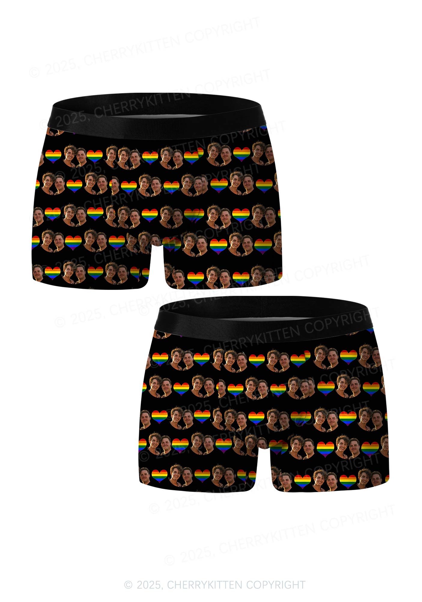 Custom Gay Couple Photo Valentine's Day Y2K Print Couples Boxer Briefs Set Cherrykitten