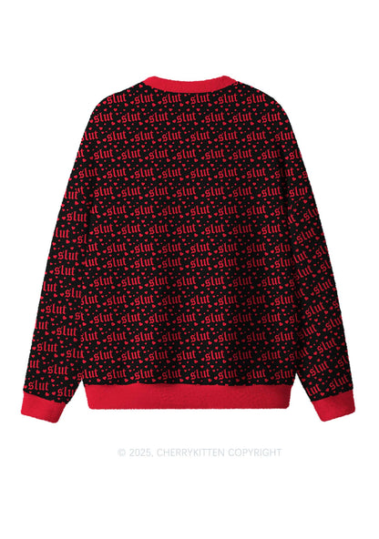 Black Slxt Y2K Christmas Knit Sweatshirt Cherrykitten