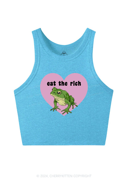 Eat The Rich Frog Y2K Crop Tank Top Cherrykitten