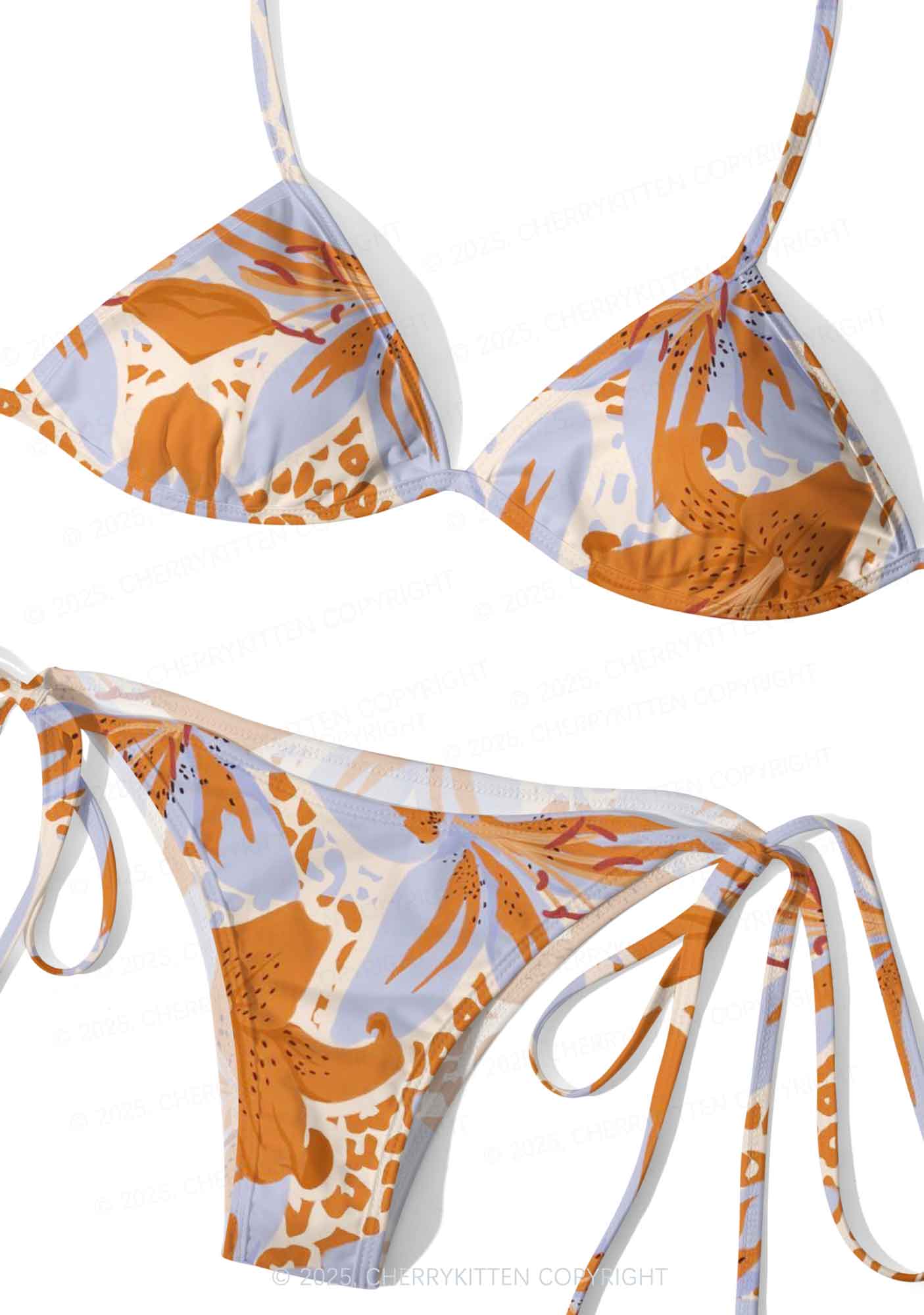Lilies And Leopard Y2K Print Bikini Set Cherrykitten