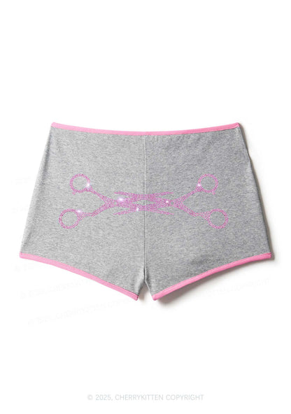 Rhinestone Pink Scissor Pride Y2K Booty Shorts Cherrykitten