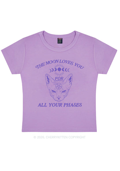 Halloween The Moon Loves You Y2K Baby Tee Cherrykitten