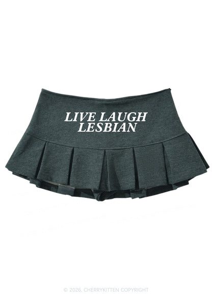 Live Laugh Lesbian Pride Y2K Mini Pleated Skirts Cherrykitten