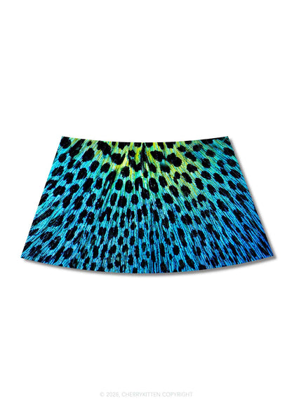 Peacock Feather Texture Y2K Print Mini Skirt Cherrykitten