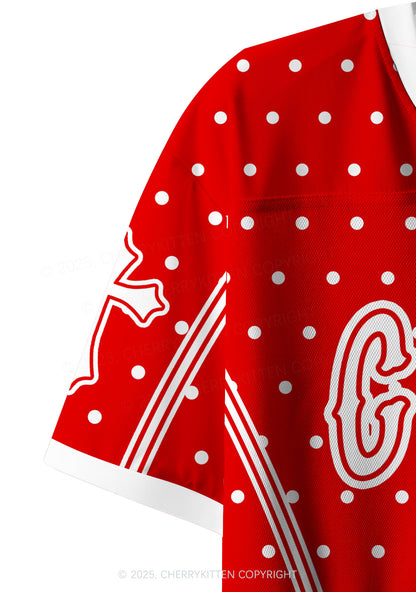 Custom Red Polka Dots Cxxt Y2K Crop Sport Jersey Shirts Cherrykitten