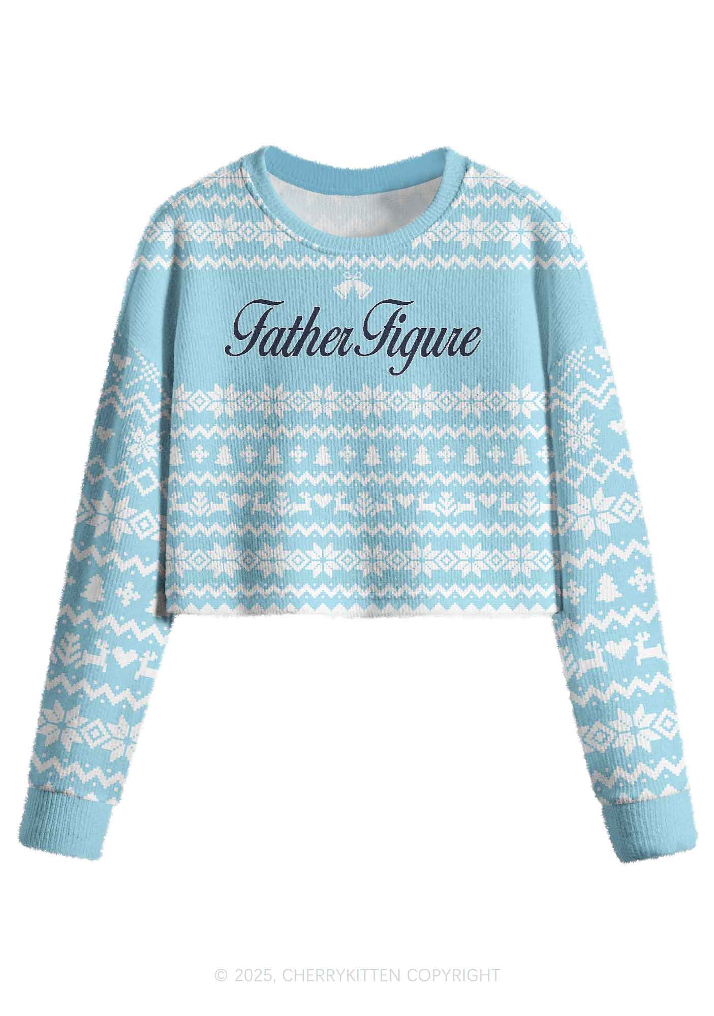 Father Figure Y2K Christmas Crop Knit Sweatshirt Cherrykitten