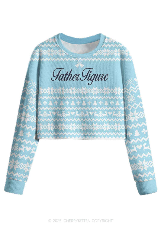 Father Figure Y2K Christmas Crop Knit Sweatshirt Cherrykitten