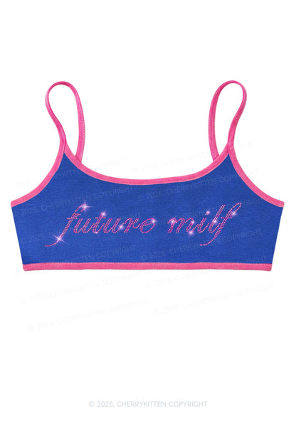 Rhinestone Pink Future Mxxf Y2K Super Crop Cami Cherrykitten