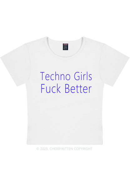 Techno Girls Fxxk Better Y2K Baby Tee Cherrykitten