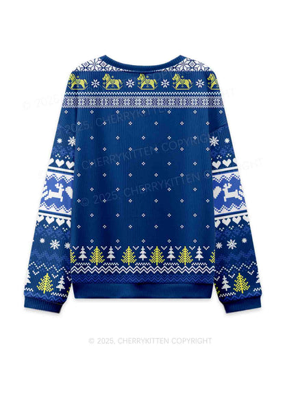 Fxxk The Police Bunny Y2K Christmas Knit Sweatshirt Cherrykitten