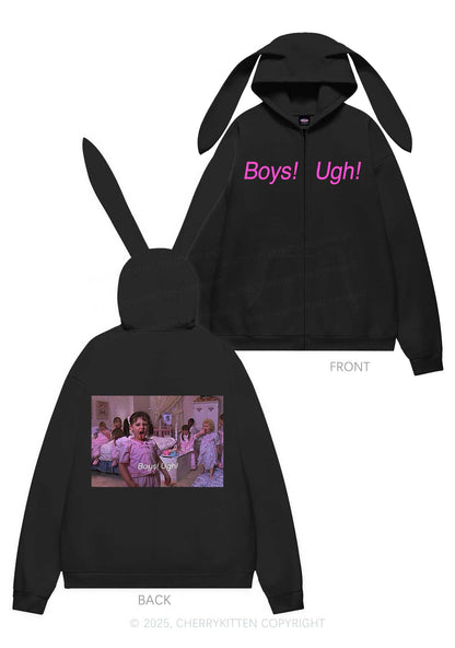 Boys Ugh Y2K Bunny Ear Zip Hoodie Cherrykitten