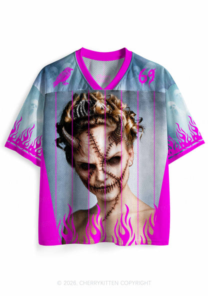 Halloween Scar Horned Demon Woman Y2K Sport Jersey Shirts Cherrykitten