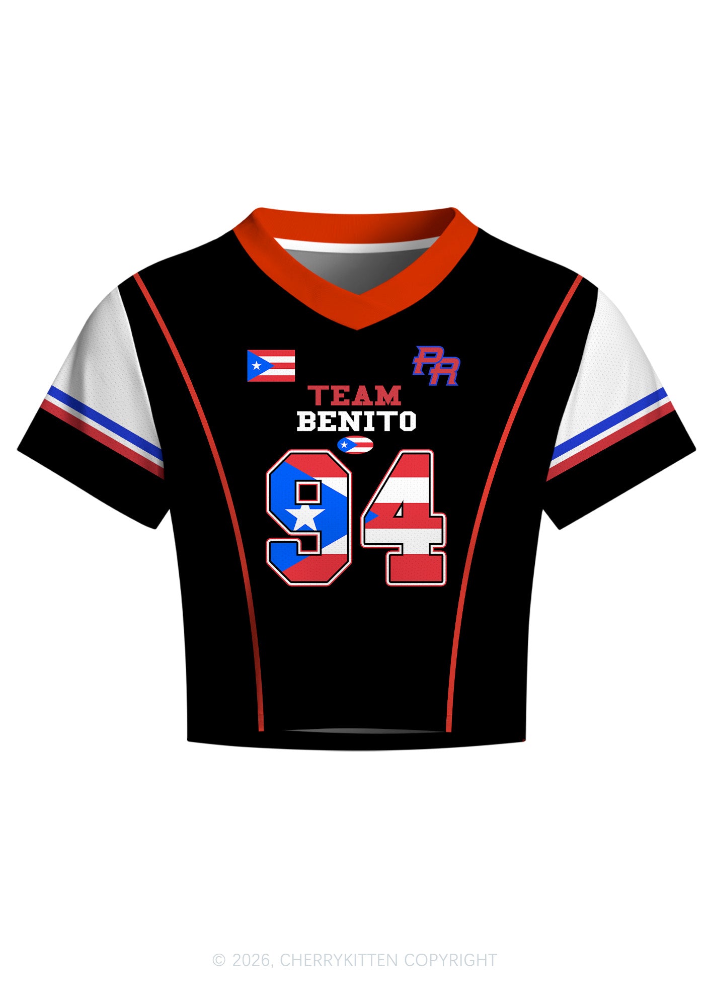 Black Team Bunny Y2K Crop Football Jersey Shirts Cherrykitten