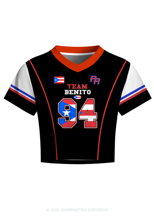 Black Team Bunny Y2K Crop Football Jersey Shirts Cherrykitten