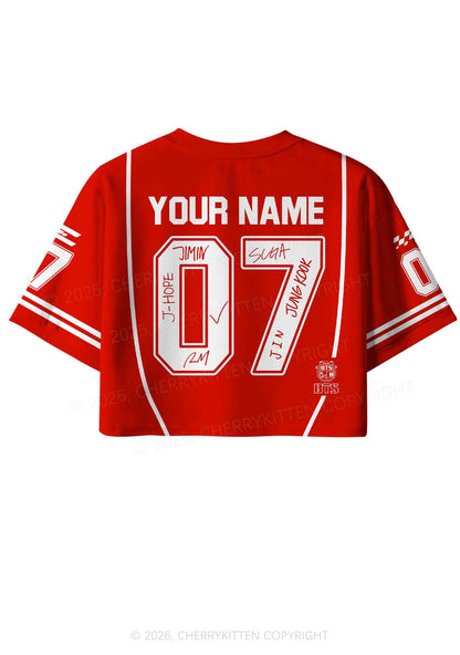 Custom Red Korean Boys Y2K Crop Sport Jersey Shirts Cherrykitten