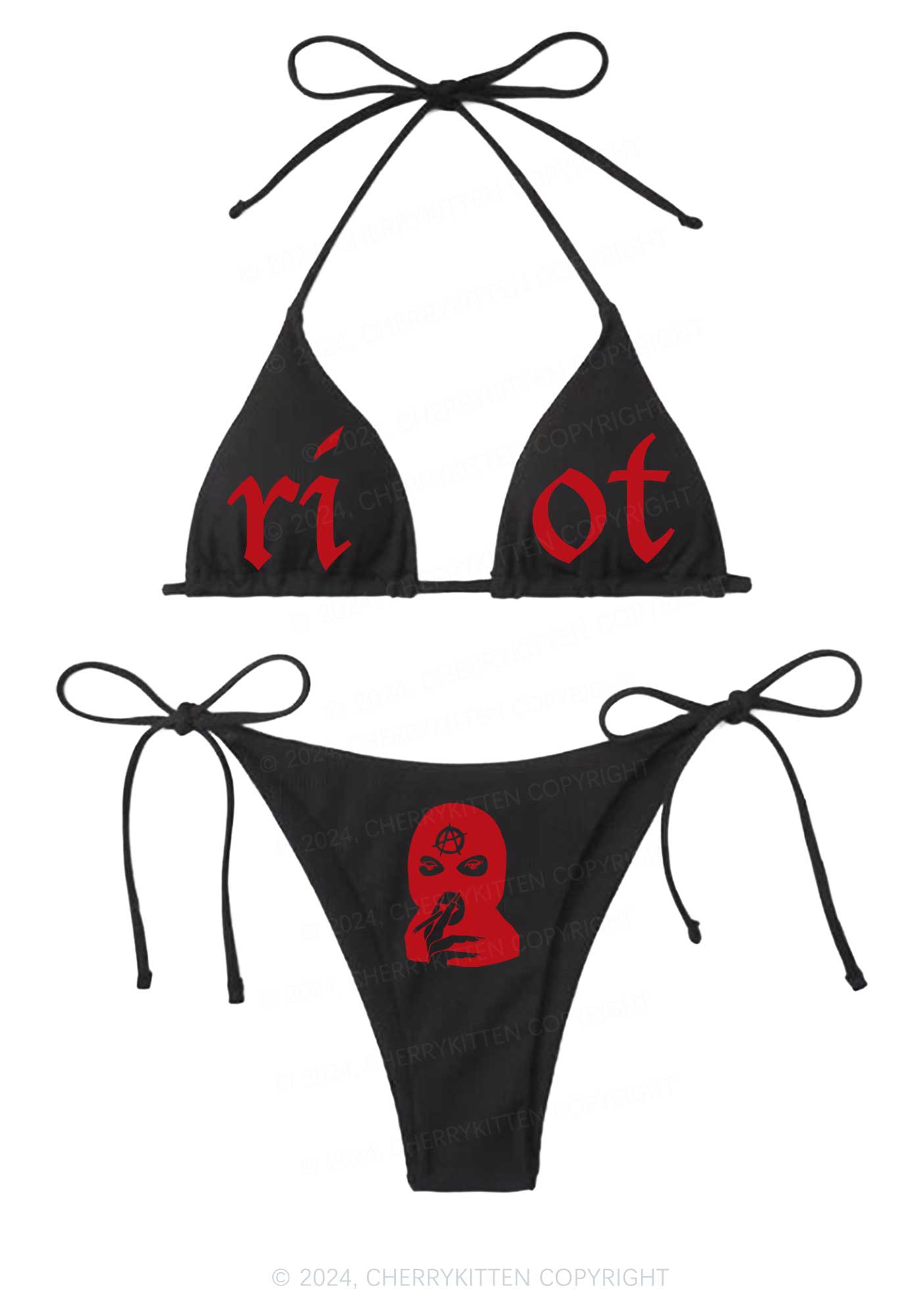 Riot Y2K Halter Triangle Bikini Set Cherrykitten