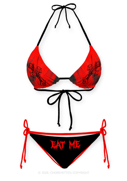 Eat Me Y2K Print Bikini Set Cherrykitten