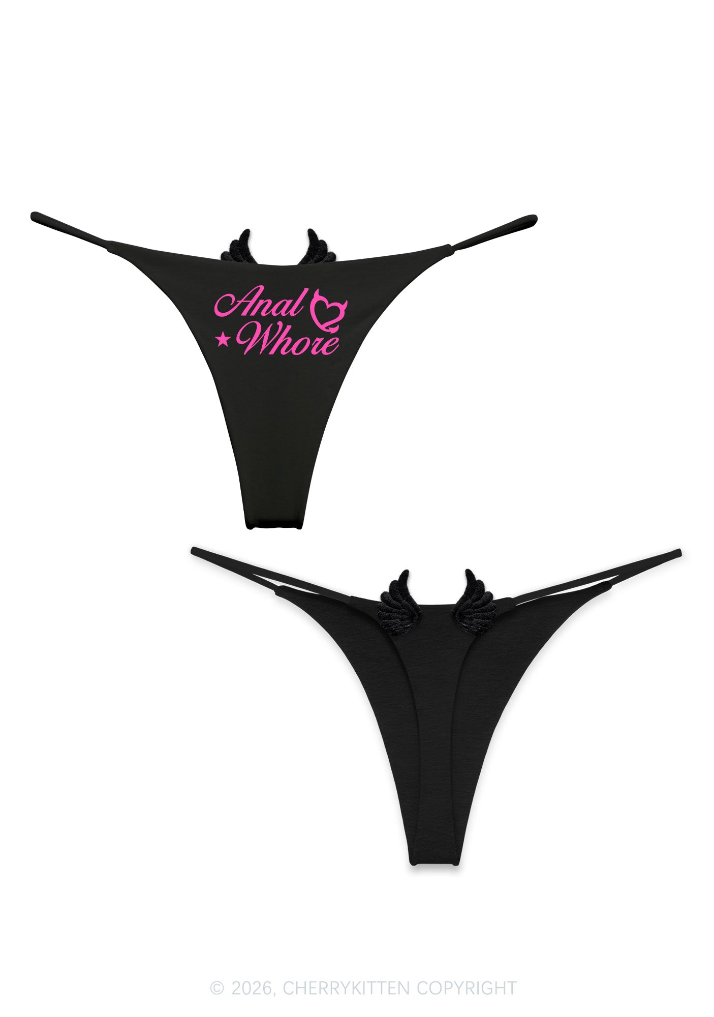 Axal Hore Y2K Bikini String Thong With Black Wings Cherrykitten
