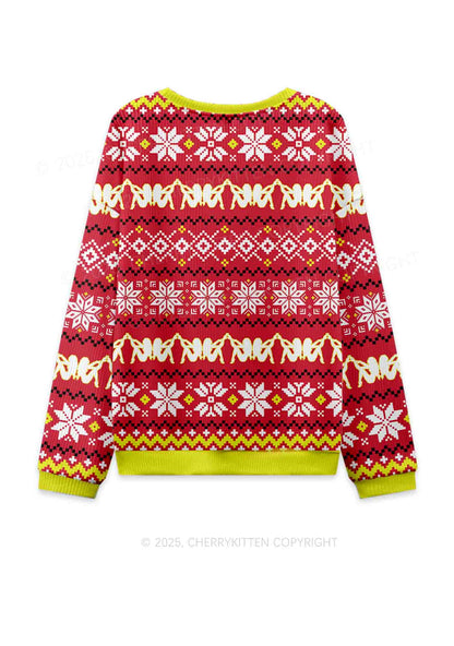 My Sister Is Lesbian Pride Y2K Christmas Knit Sweatshirt Cherrykitten
