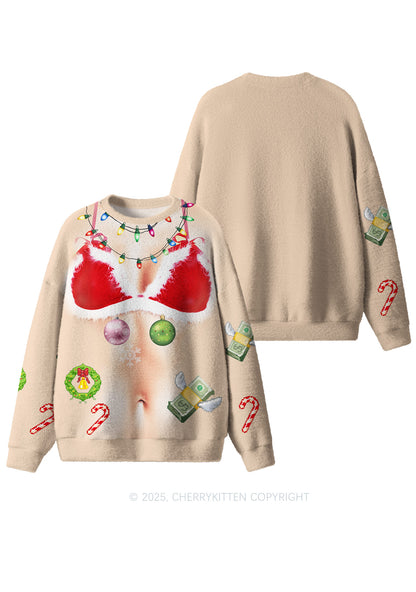 Light Bikini Santa Y2K Christmas Knit Sweatshirt Cherrykitten