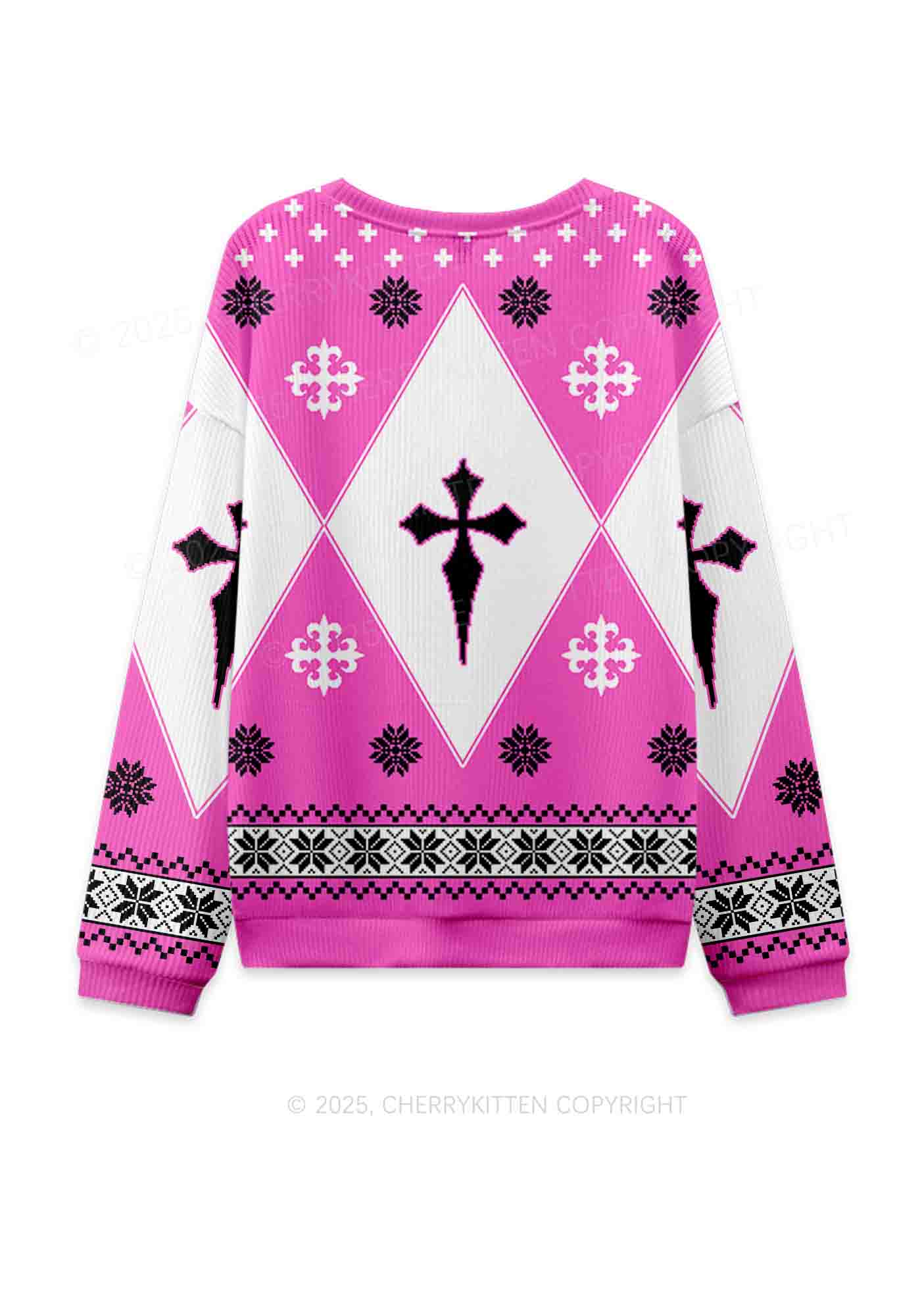 Get On Knees For Jesus Y2K Christmas Knit Sweatshirt Cherrykitten