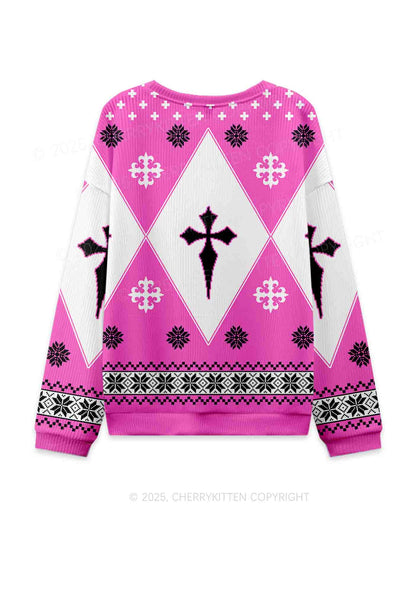Get On Knees For Jesus Y2K Christmas Knit Sweatshirt Cherrykitten