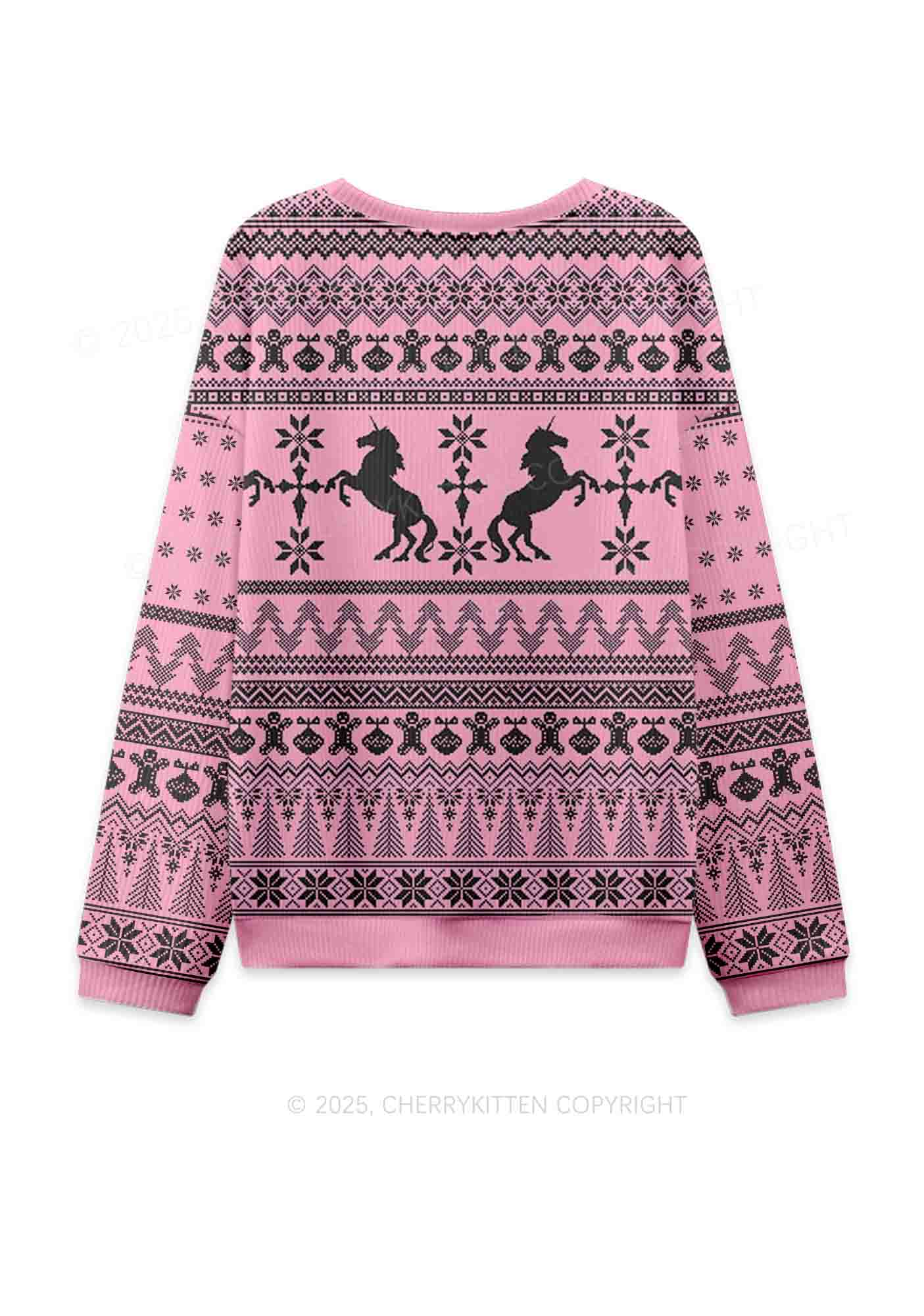 Unicorn Alpha Male Y2K Knit Sweatshirt Cherrykitten