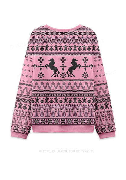 Unicorn Alpha Male Y2K Knit Sweatshirt Cherrykitten