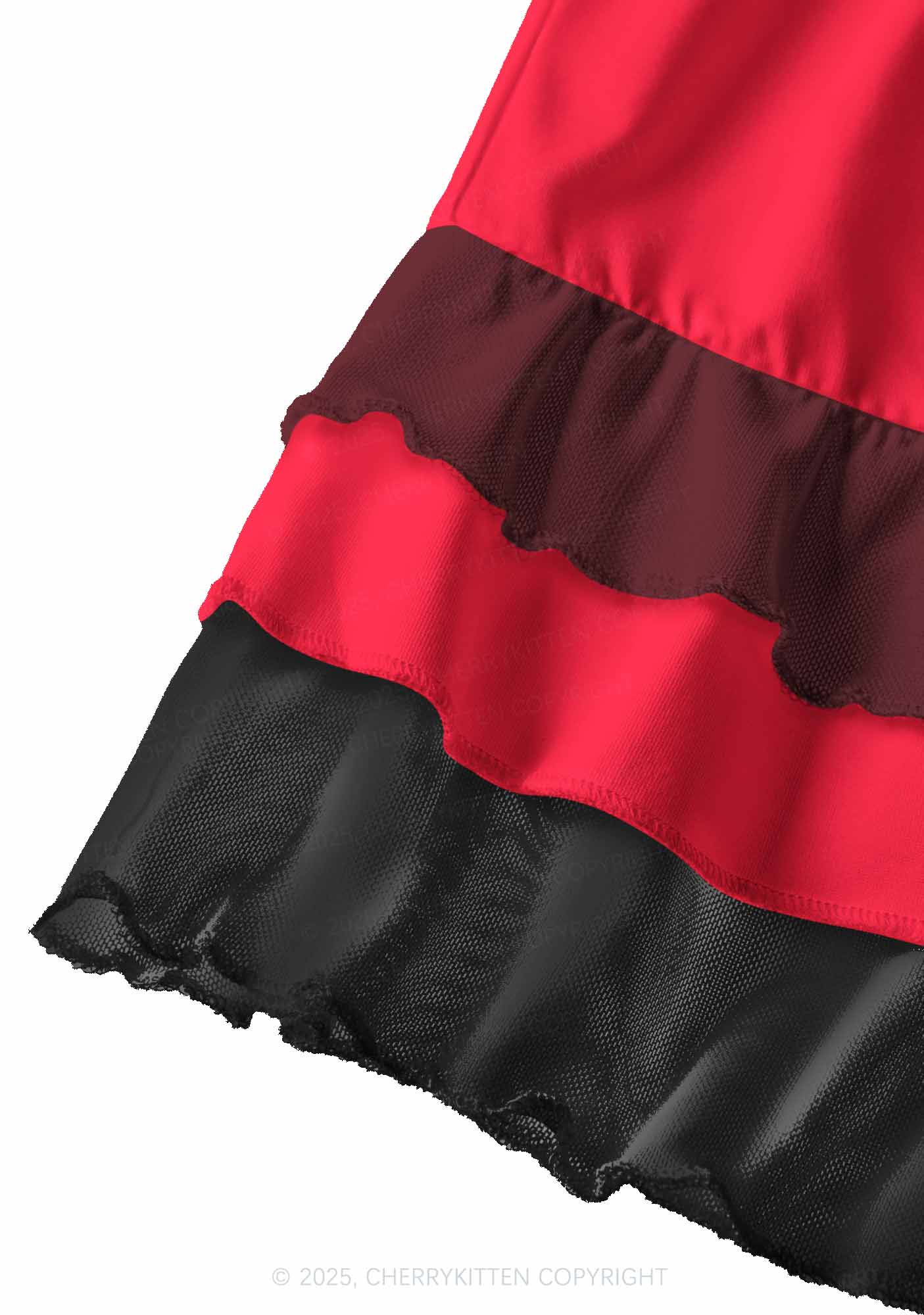 Plain Red Y2K Print Mini Layered Skirt Cherrykitten