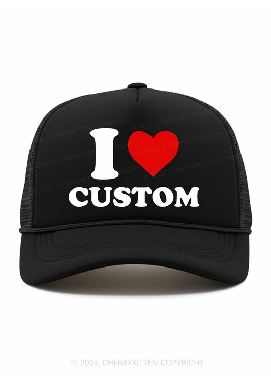 I Love Custom Valentine's Day Y2K Trucker Hat Cherrykitten