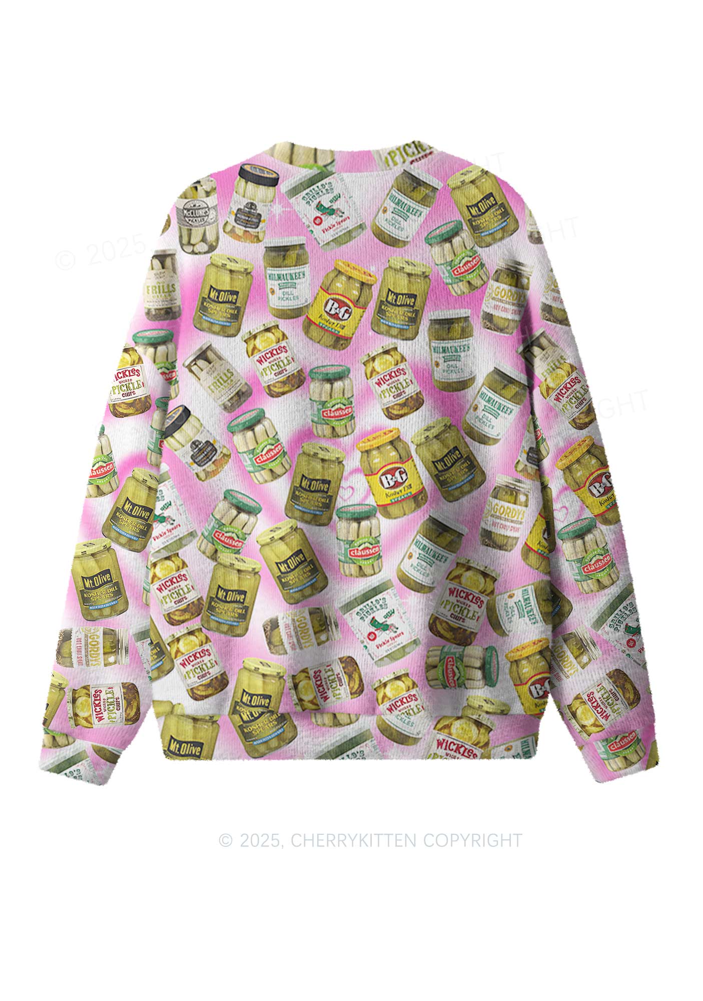 Yellow Canned Pickles Y2K Christmas Knit Sweatshirt Cherrykitten