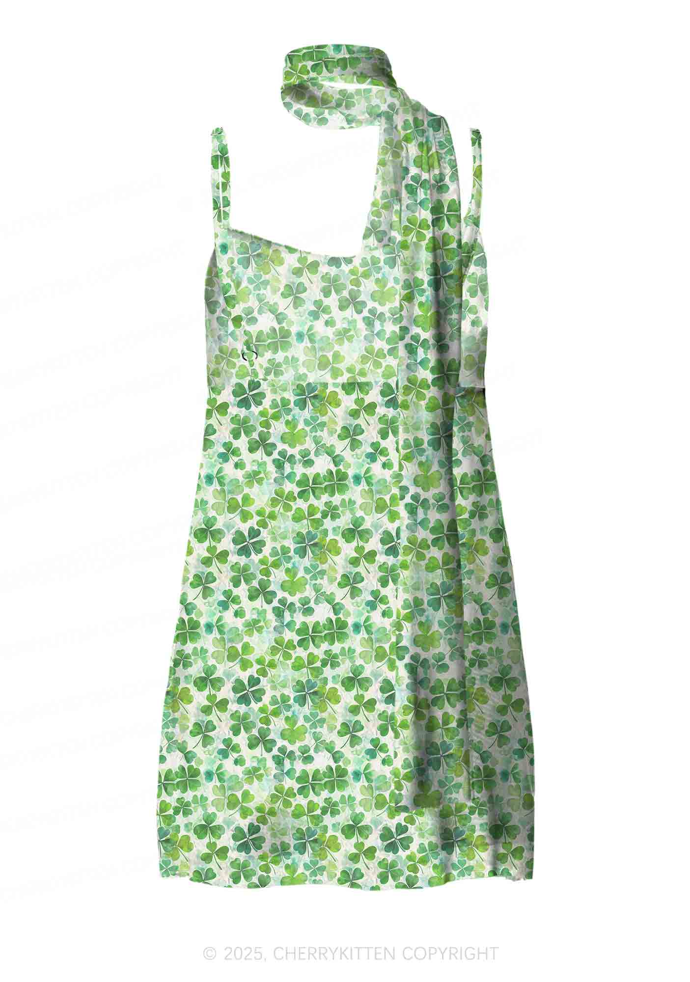 Green Shamrock Y2K Mesh Slip Dress Cherrykitten