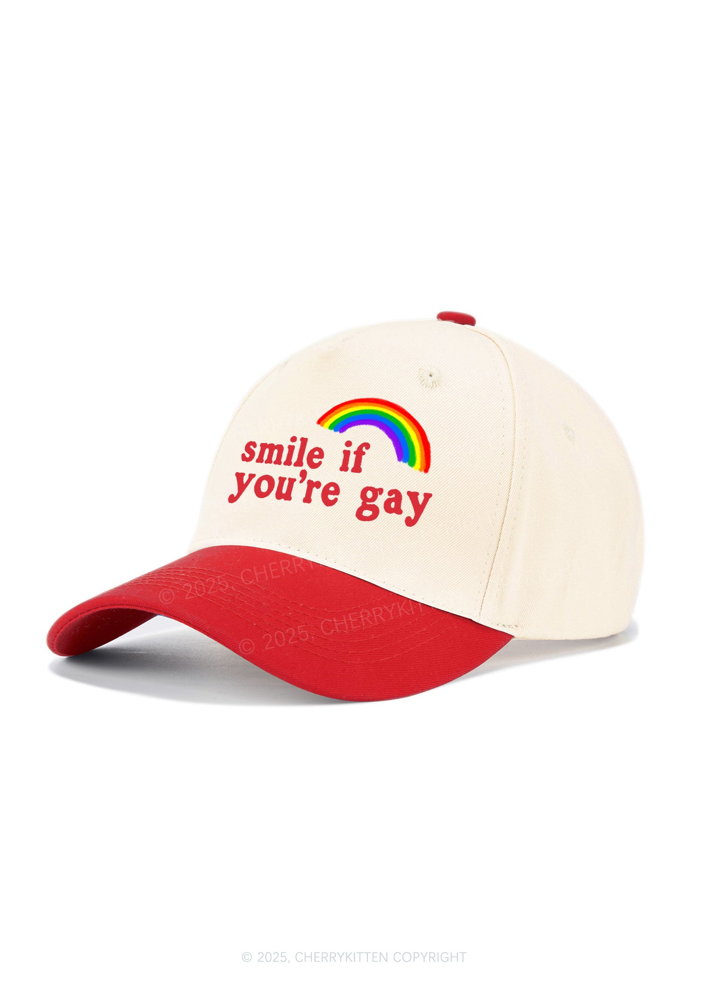 Rainbow Smile If You're Gay Pride Y2K Color Block Baseball Cap Cherrykitten