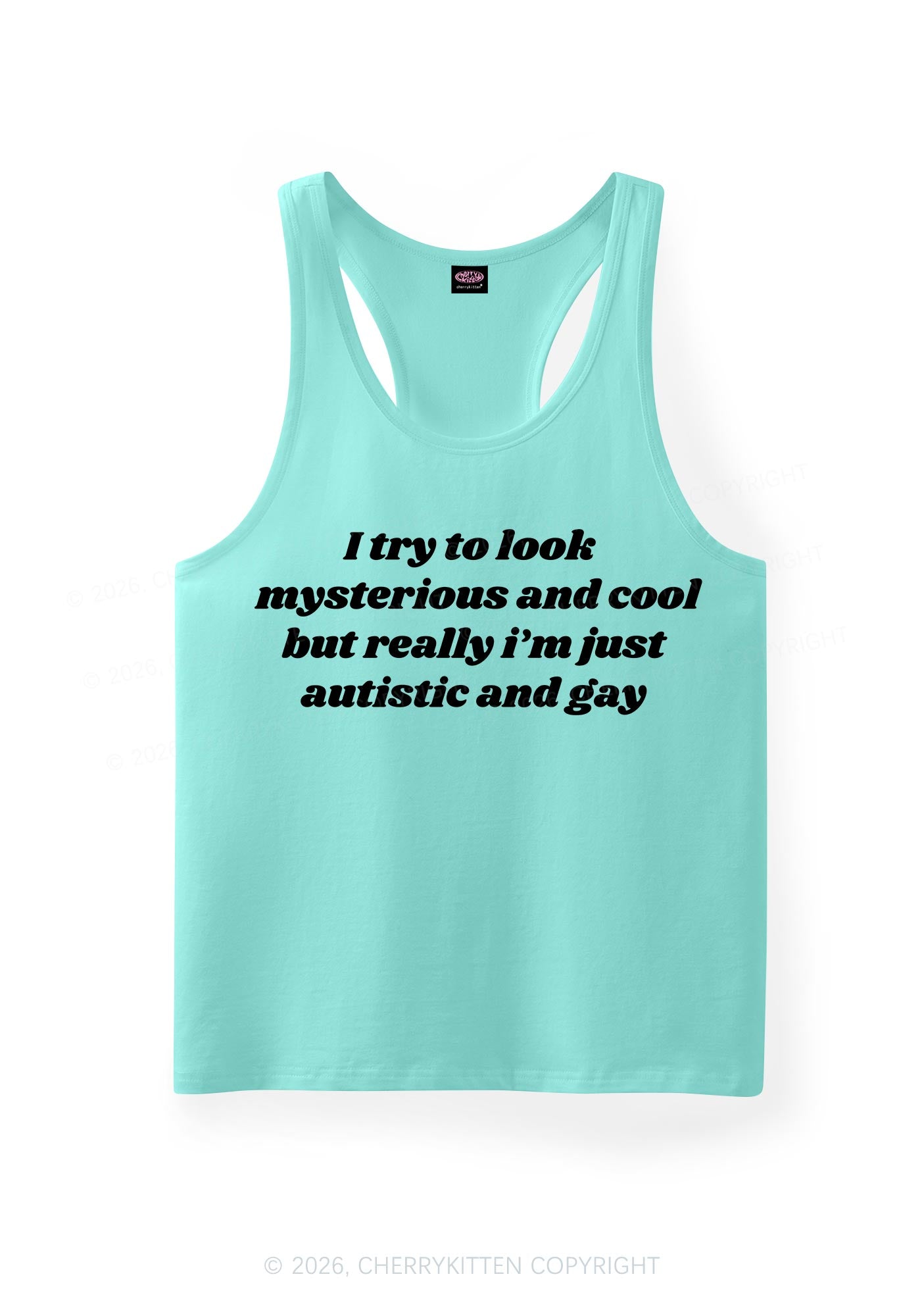 Im Just Autistic And Gay Pride Y2K Men Racerback Tank Top Cherrykitten