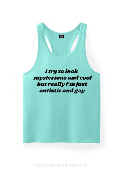 Im Just Autistic And Gay Pride Y2K Men Racerback Tank Top Cherrykitten