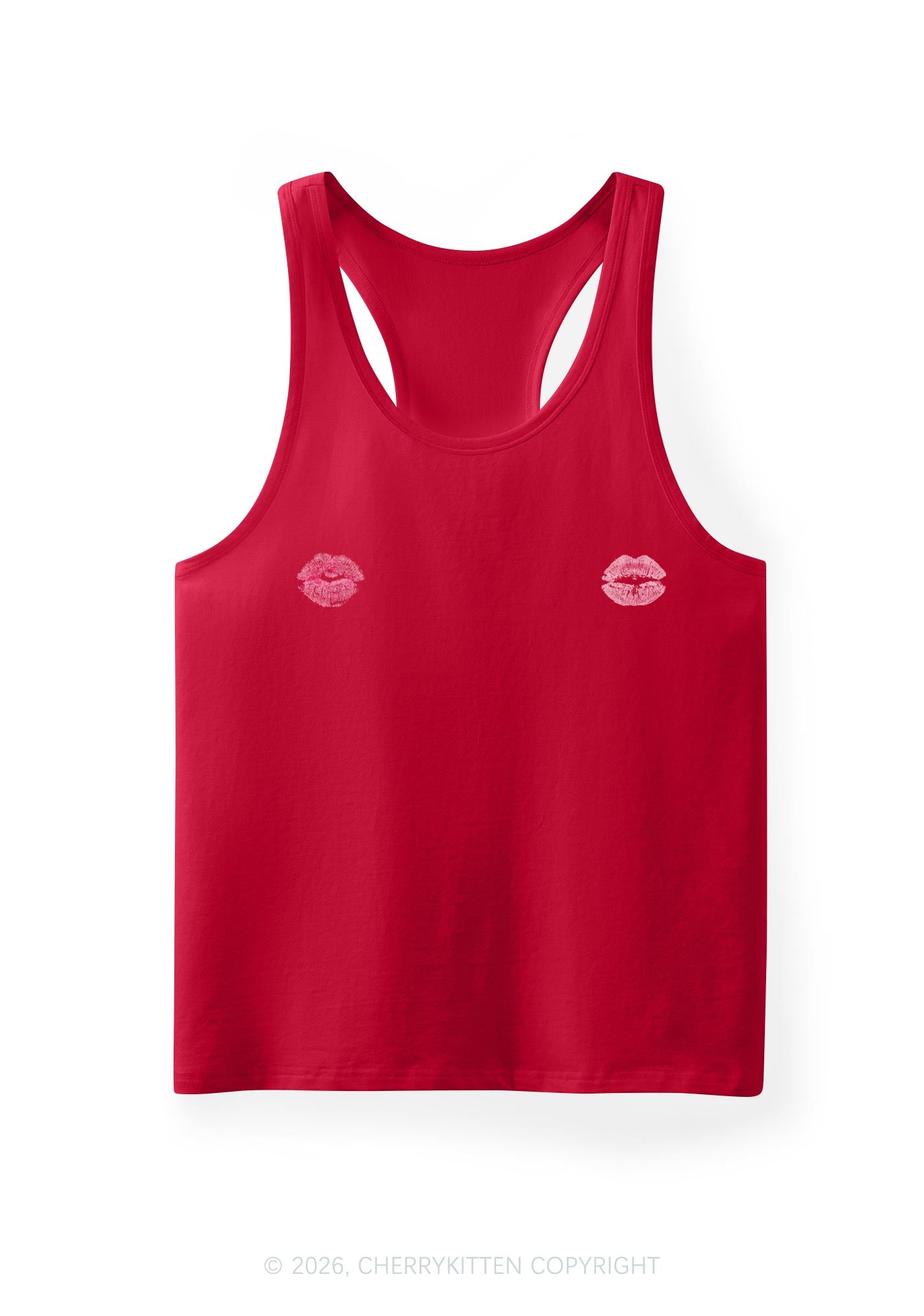 Pink Lips Y2K Men Racerback Tank Top Cherrykitten